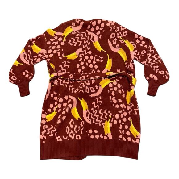 FARM Rio Small Burgundy Toucanissimo Cardigan Long Sleeve Open Front Boho - Picture 12 of 12